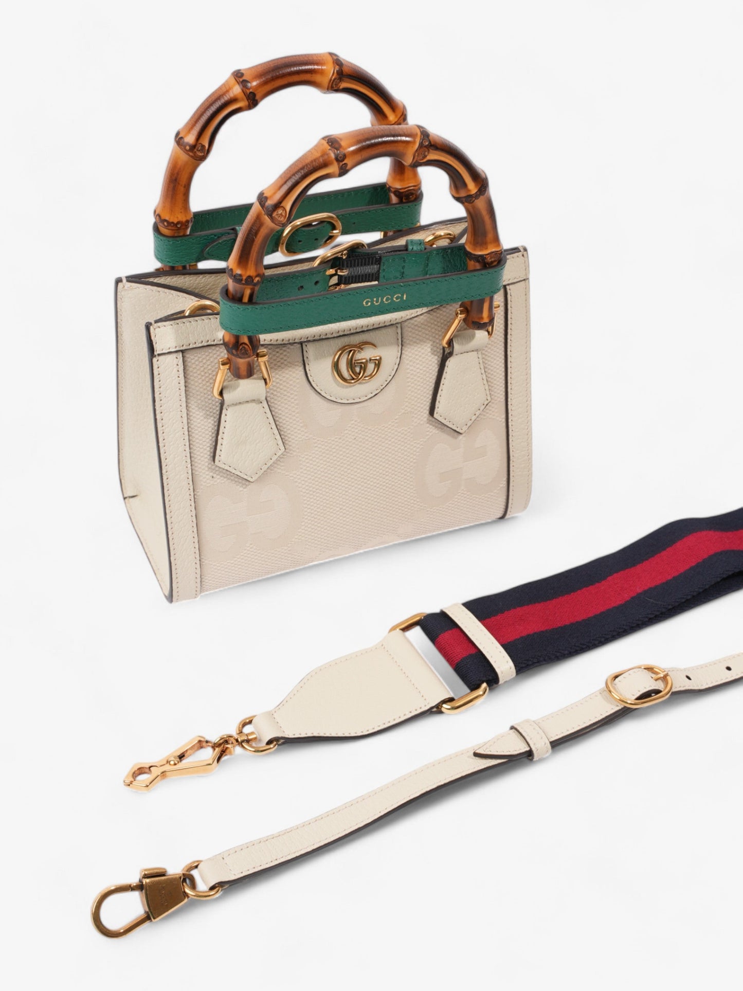 Gucci Diana Tote White / Brown Canvas Mini