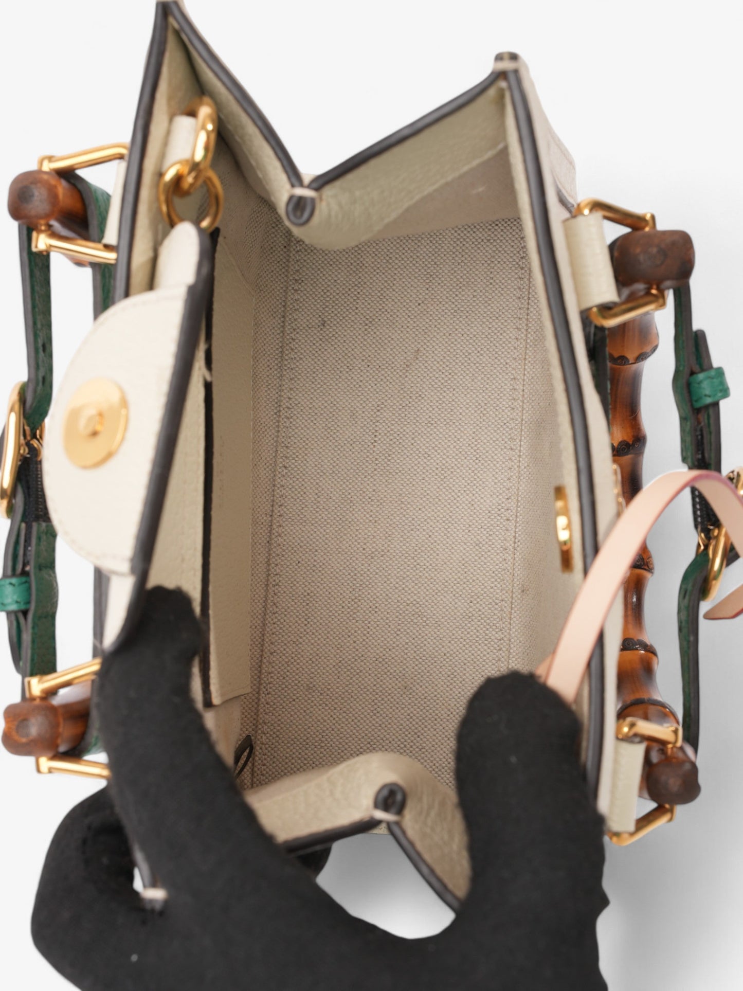 Gucci Diana Tote White / Brown Canvas Mini