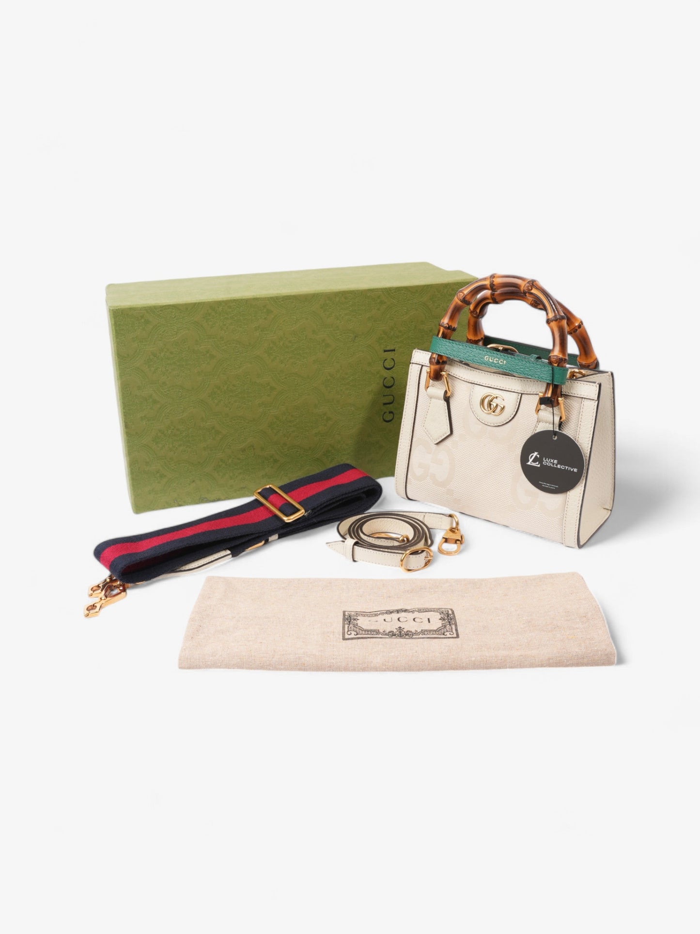 Gucci Diana Tote White / Brown Canvas Mini