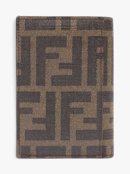 Fendi Card Holder Brown Coated Canvas