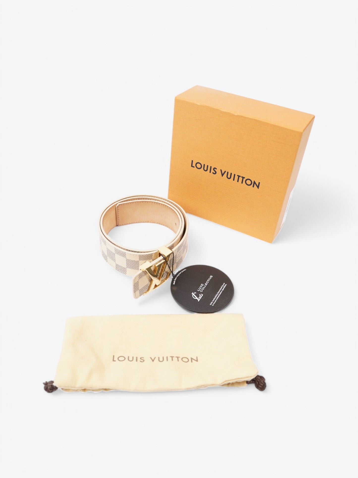 Louis Vuitton LV Initials Belt Damier Azur / Gold Coated Canvas 80cm / 32"