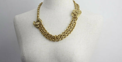 Chanel Vintage 1981-1985 Gold-Plated Thick Chain Waist Belt with Symmetrical Bird Motifs