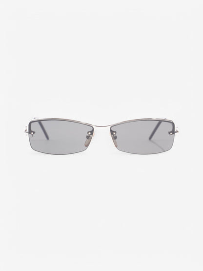 Fendi F Rectangular Sunglasses Black / Silver Acetate 135mm