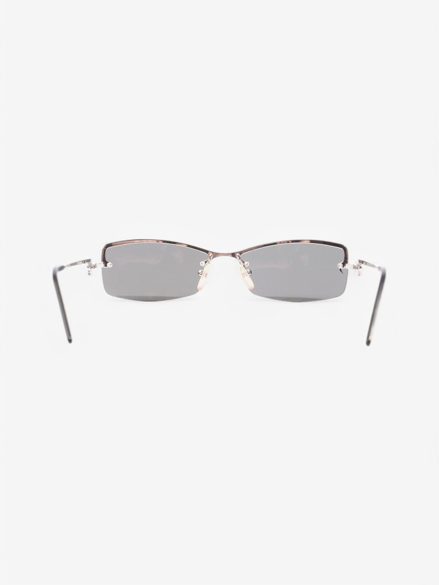 Fendi F Rectangular Sunglasses Black / Silver Acetate 135mm