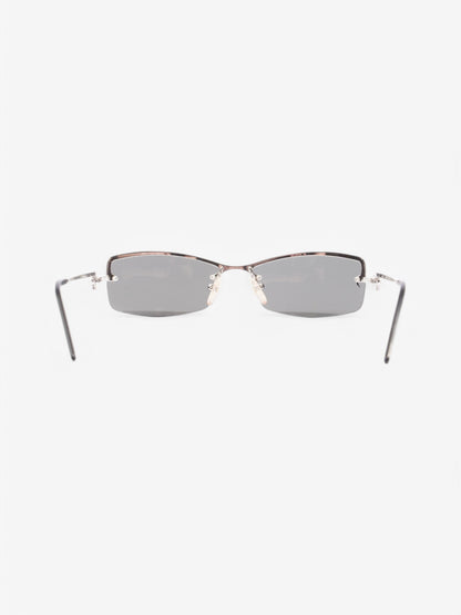 Fendi F Rectangular Sunglasses Black / Silver Acetate 135mm