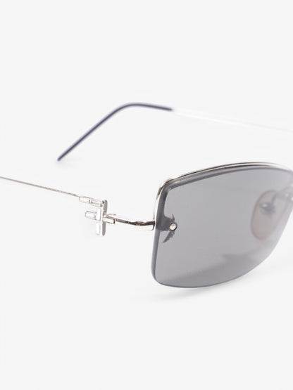 Fendi F Rectangular Sunglasses Black / Silver Acetate 135mm