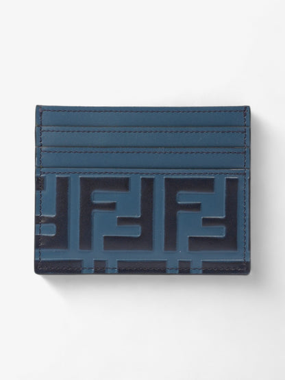 Fendi FF Card Holder Blue Marine Leather