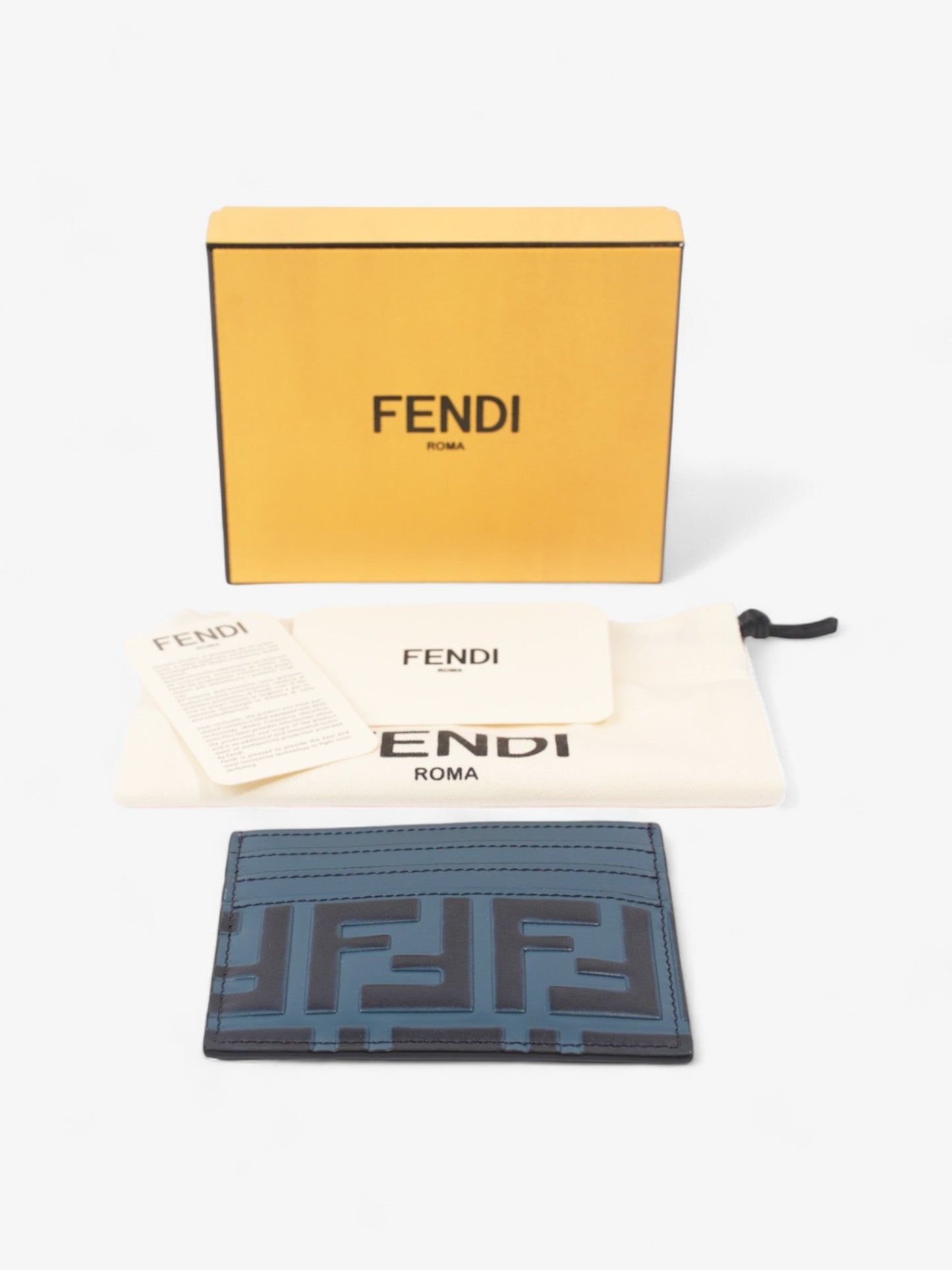 Fendi FF Card Holder Blue Marine Leather
