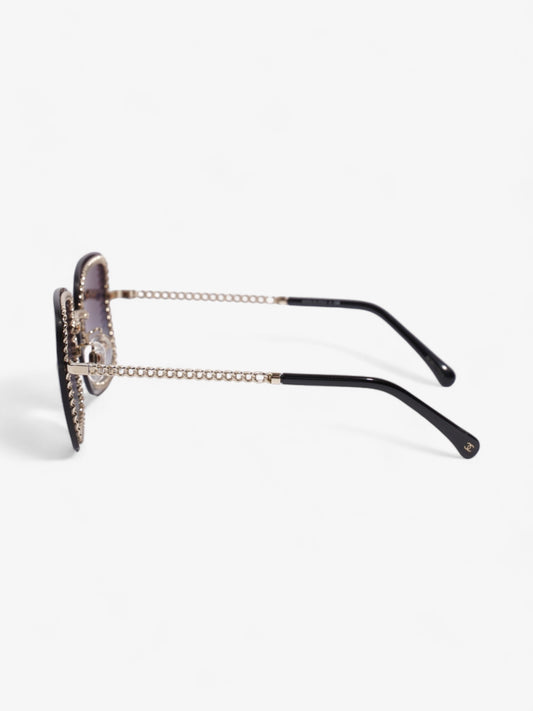 Chanel Square Sunglasses Black / Gold Base Metal 140mm
