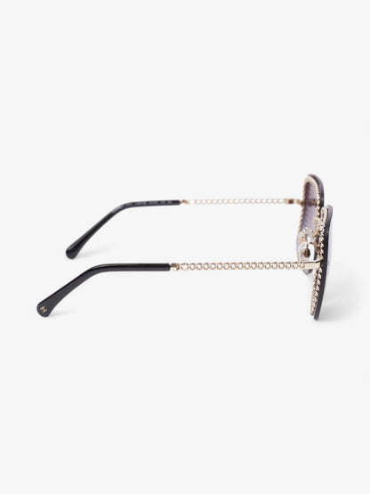 Chanel Square Sunglasses Black / Gold Base Metal 140mm