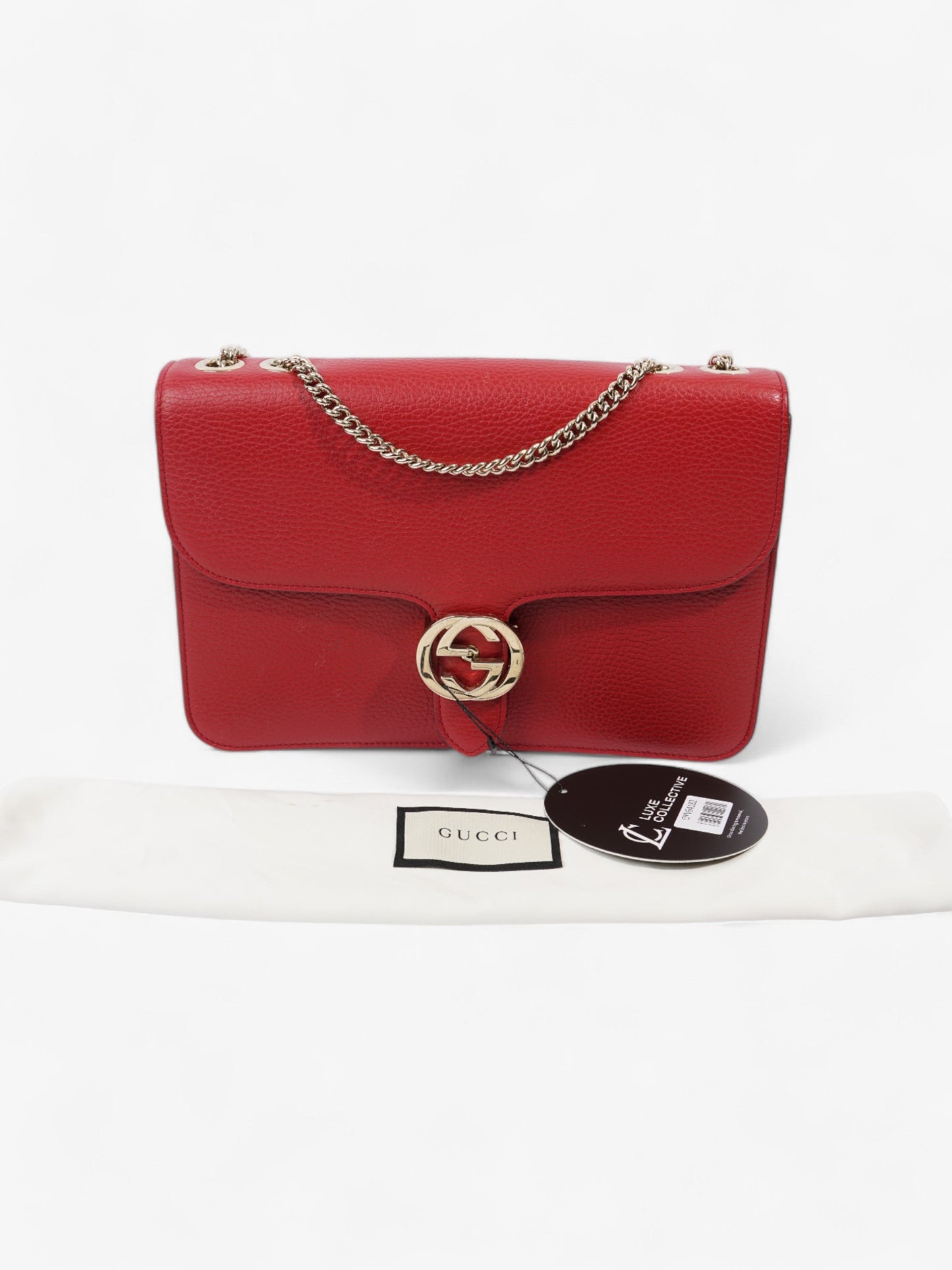 Gucci Dollar Interlocking G Red Calfskin Leather Medium