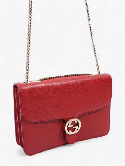Gucci Dollar Interlocking G Red Calfskin Leather Medium