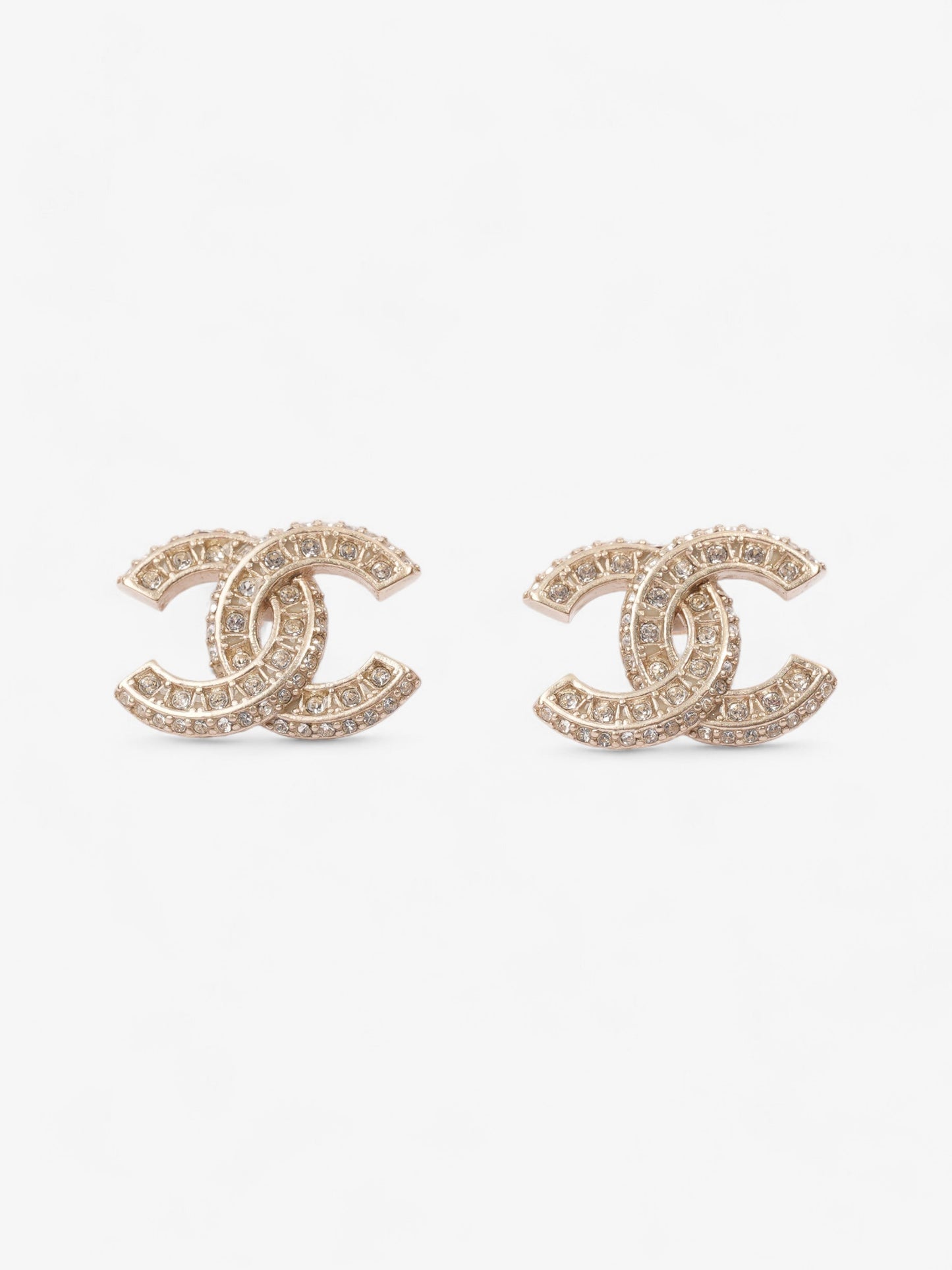Chanel CC Earrings Light Gold Base Metal