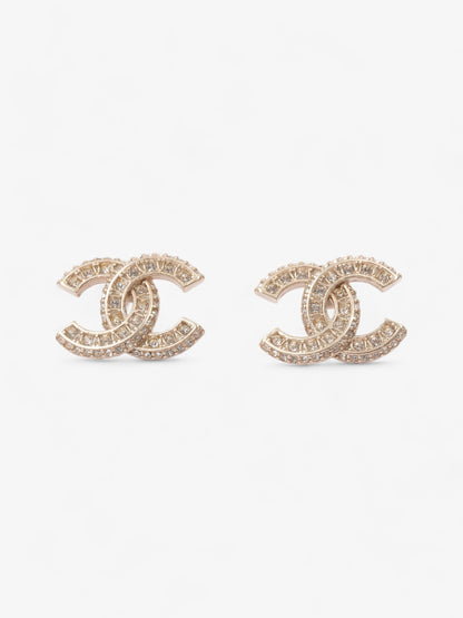 Chanel CC Earrings Light Gold Base Metal
