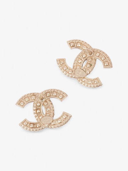 Chanel CC Earrings Light Gold Base Metal