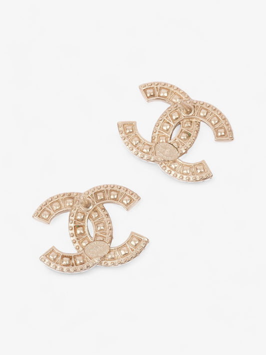 Chanel CC Earrings Light Gold Base Metal