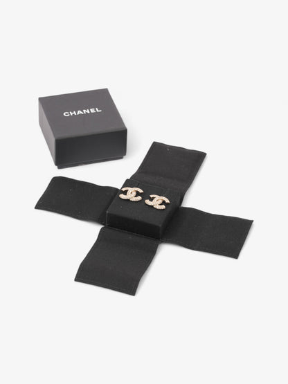 Chanel CC Earrings Light Gold Base Metal