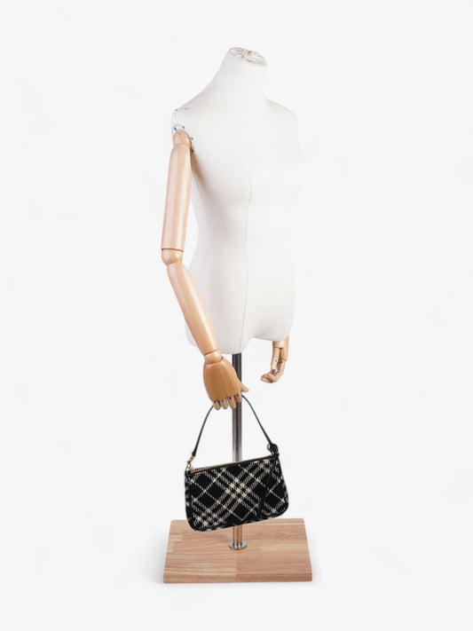 Burberry Check Pochette Black / White Wool