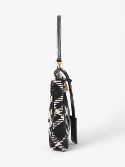 Burberry Check Pochette Black / White Wool