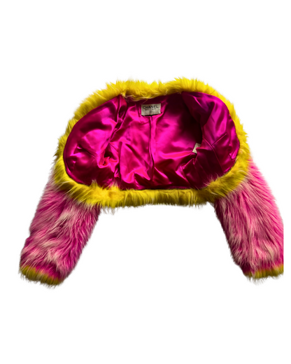 Chanel Vintage 1994 Pink & Yellow Cropped Jacket