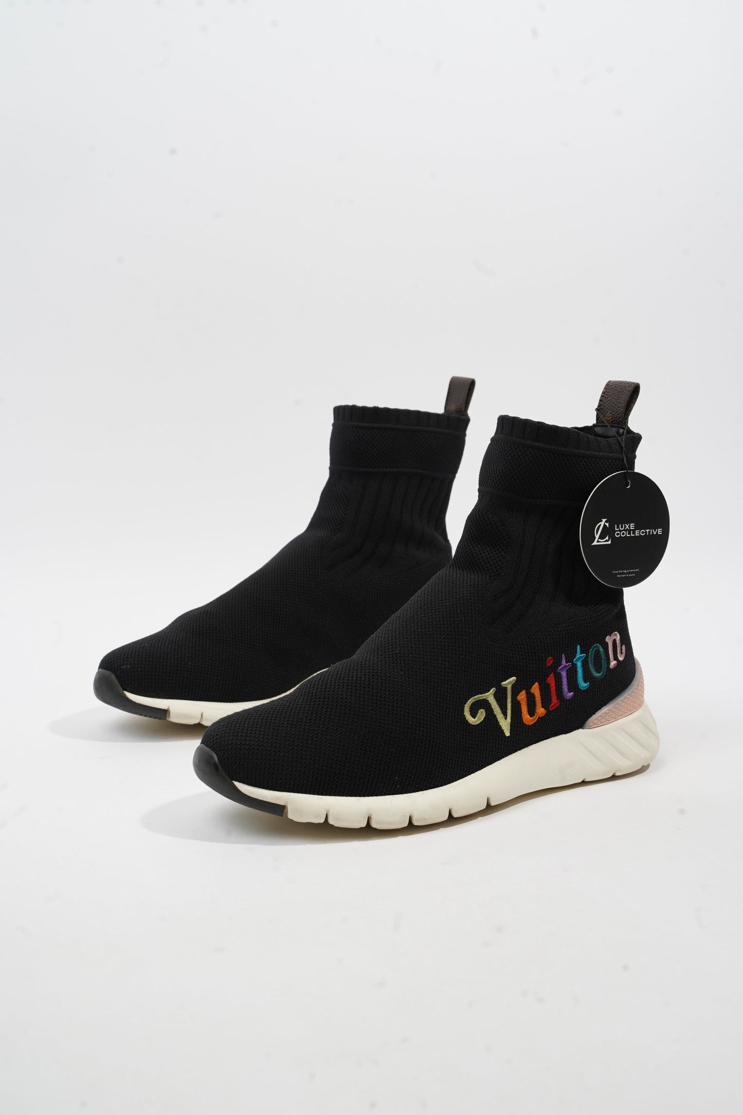Louis Vuitton Logo Sock Runner Black / Multicolour Cotton EU 38.5 UK 5.5