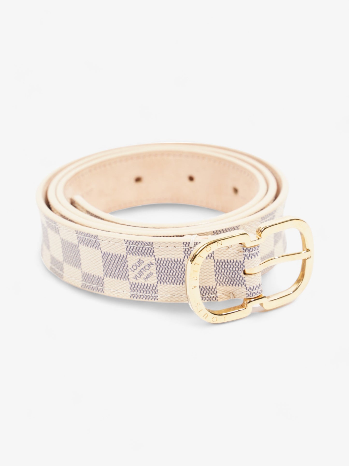 Louis Vuitton Thin Buckle Belt Damier Azur Coated Canvas 80cm 32"
