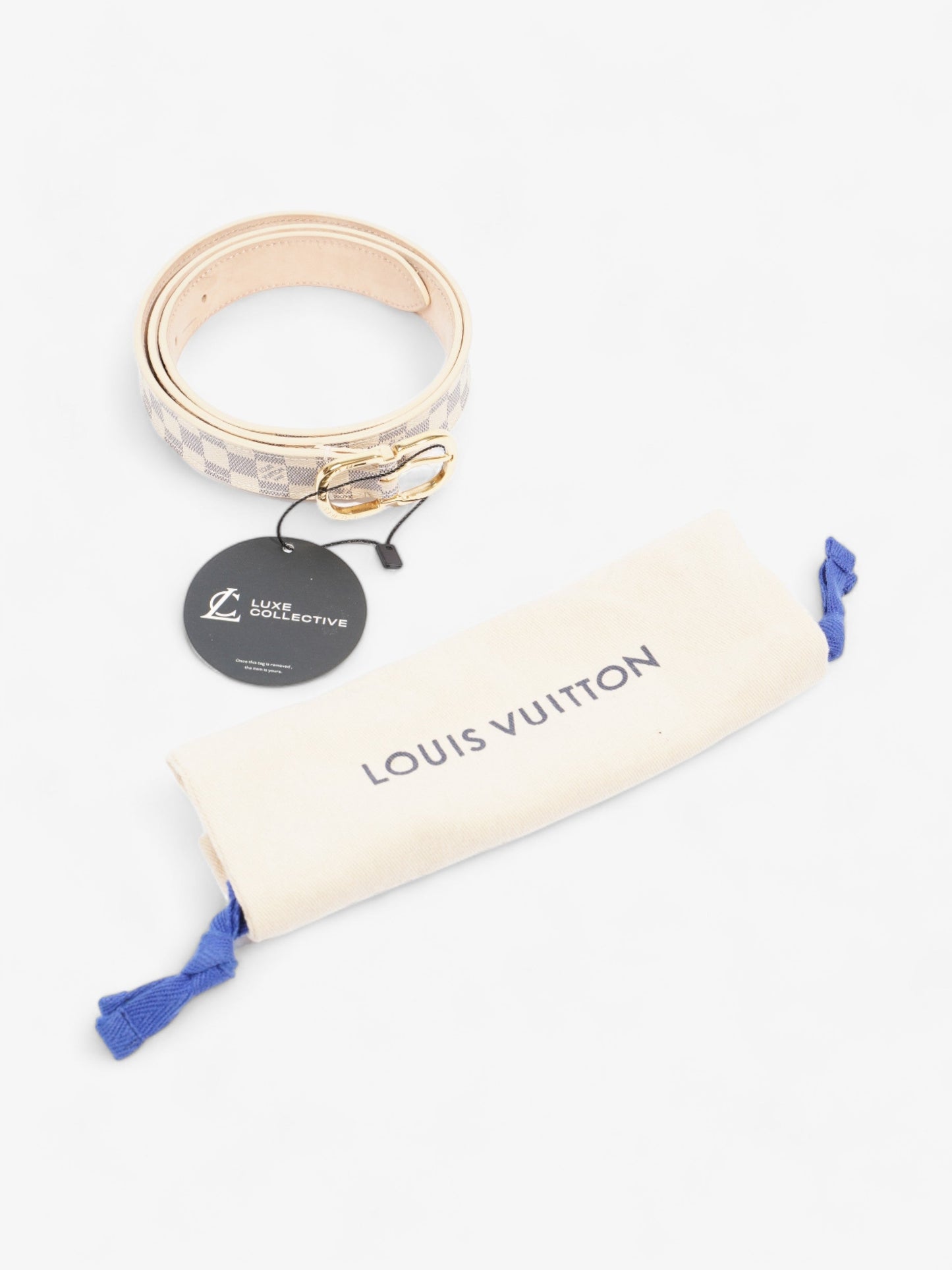 Louis Vuitton Thin Buckle Belt Damier Azur Coated Canvas 80cm 32"