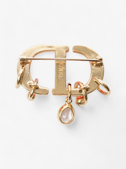 Christian Dior CD Brooch Pink / Gold Base Metal