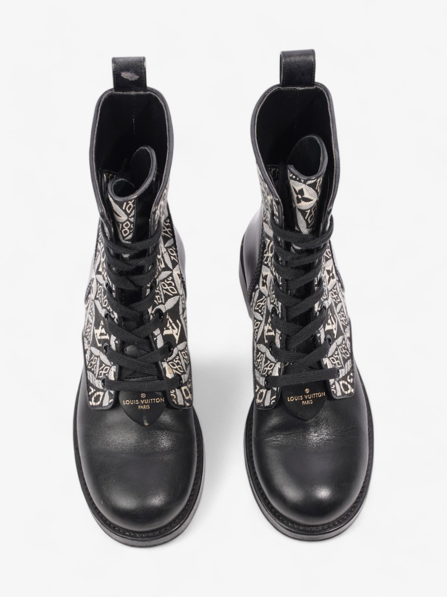 Louis Vuitton 1854 Boots Black / White Cotton EU 38 UK 5