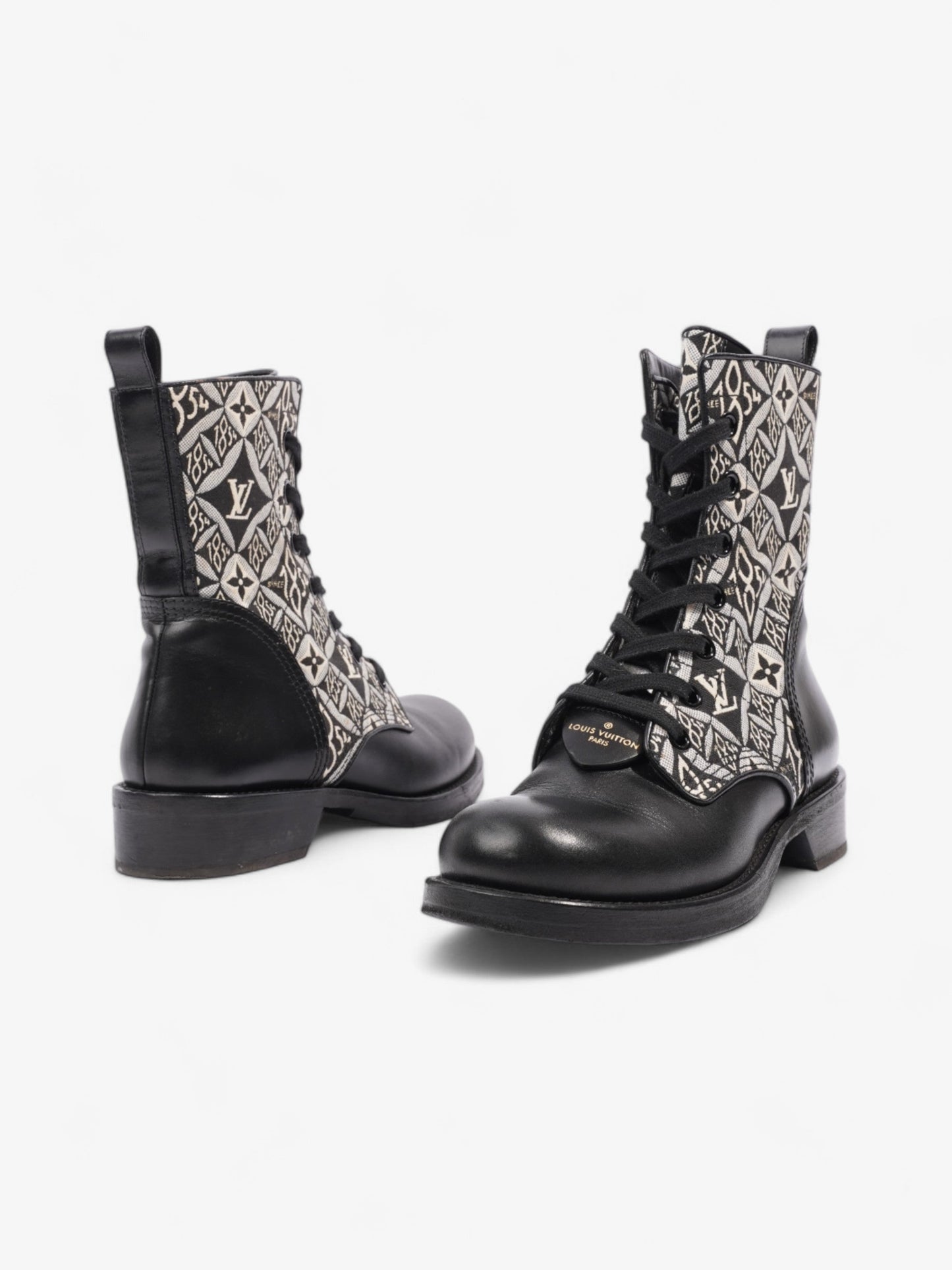 Louis Vuitton 1854 Boots Black / White Cotton EU 38 UK 5