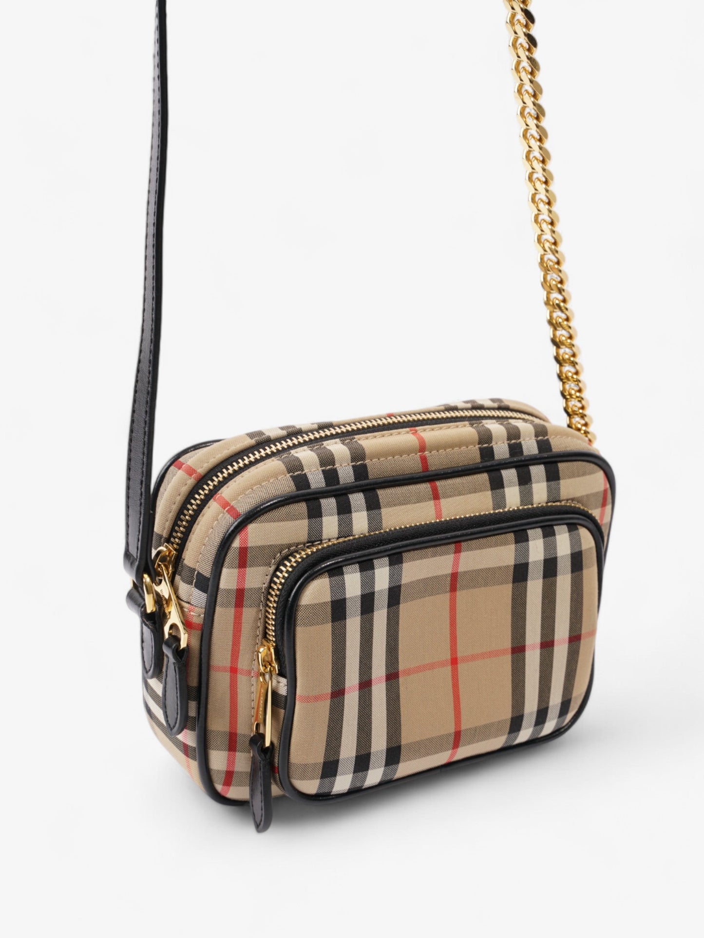 Burberry Camera Bag Vintage Check / Black Canvas Small