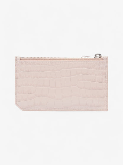 Saint Laurent 5 Card Holder Rose Beige  Embossed Leather