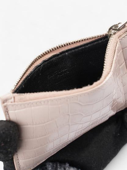 Saint Laurent 5 Card Holder Rose Beige  Embossed Leather