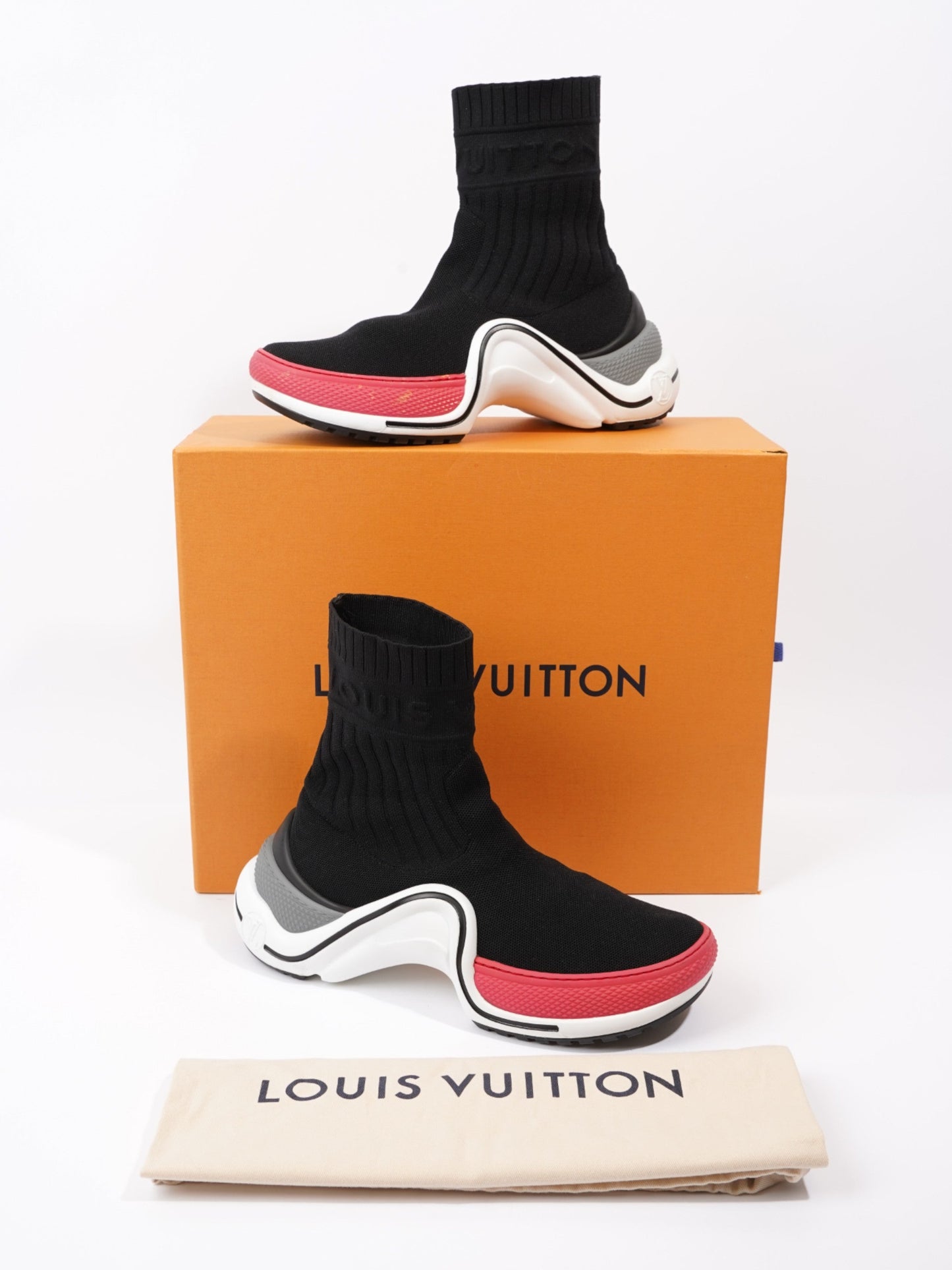 Louis Vuitton Archlight Sock Black / Red Technical Fabric EU 37 UK 4