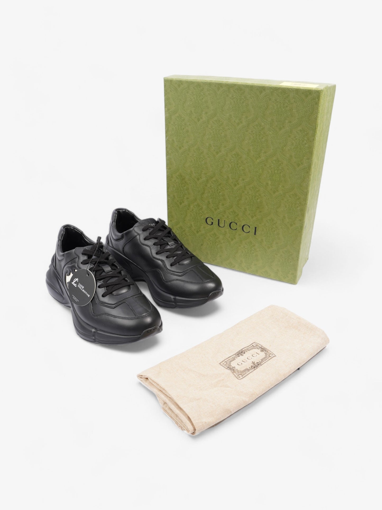 Gucci Rython Sneakers Black / White Leather EU 43 UK 9