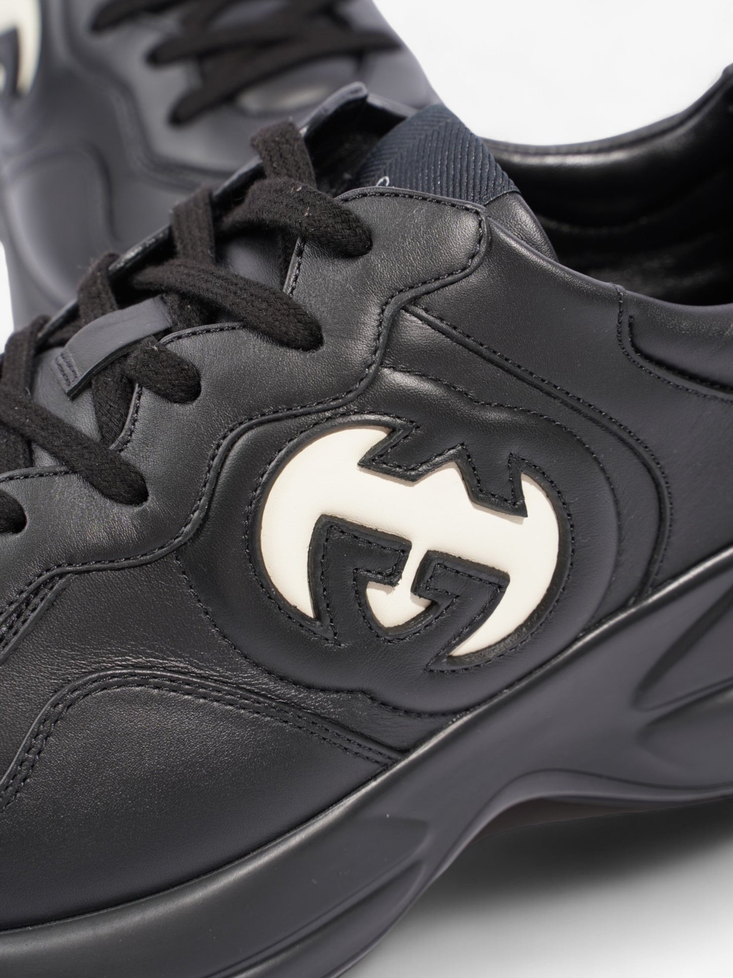 Gucci Rython Sneakers Black / White Leather EU 43 UK 9