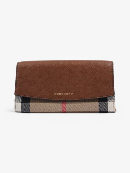 Burberry House Check and Leather Continental Wallet Brown / Beige Checkered Leather