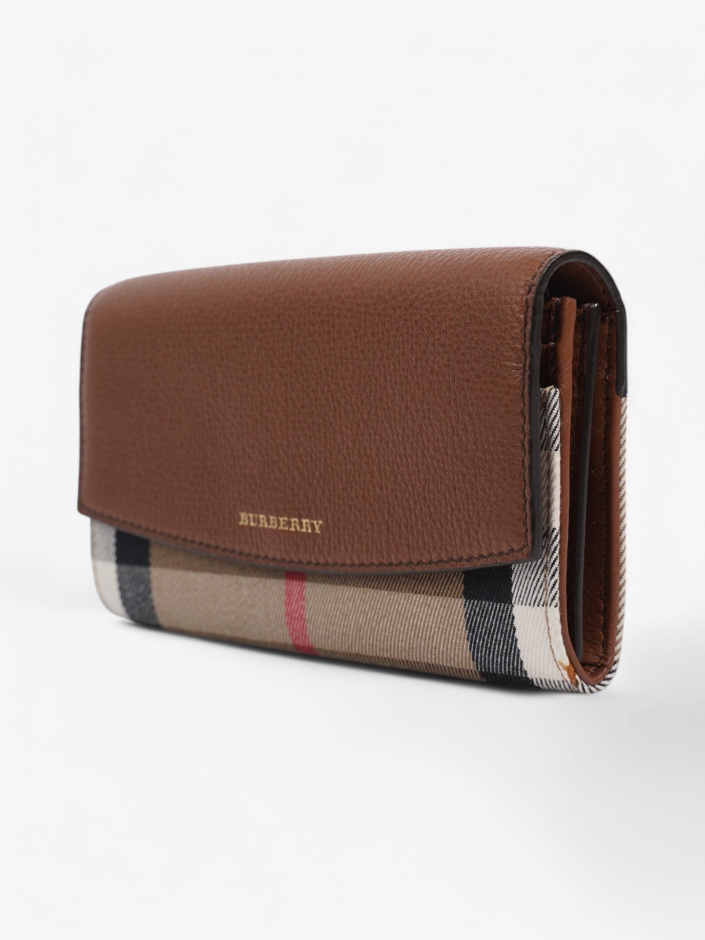 Burberry House Check and Leather Continental Wallet Brown / Beige Checkered Leather