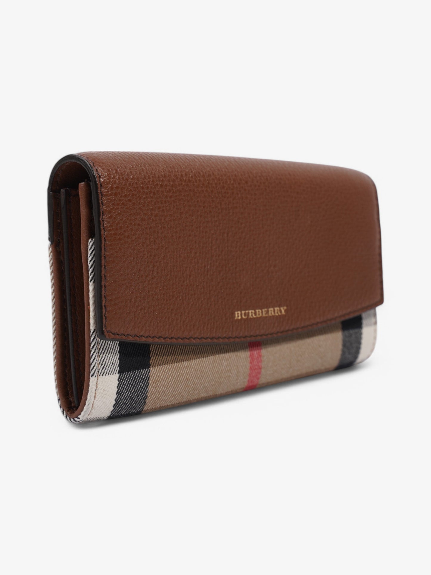 Burberry House Check and Leather Continental Wallet Brown / Beige Checkered Leather