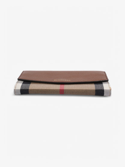Burberry House Check and Leather Continental Wallet Brown / Beige Checkered Leather
