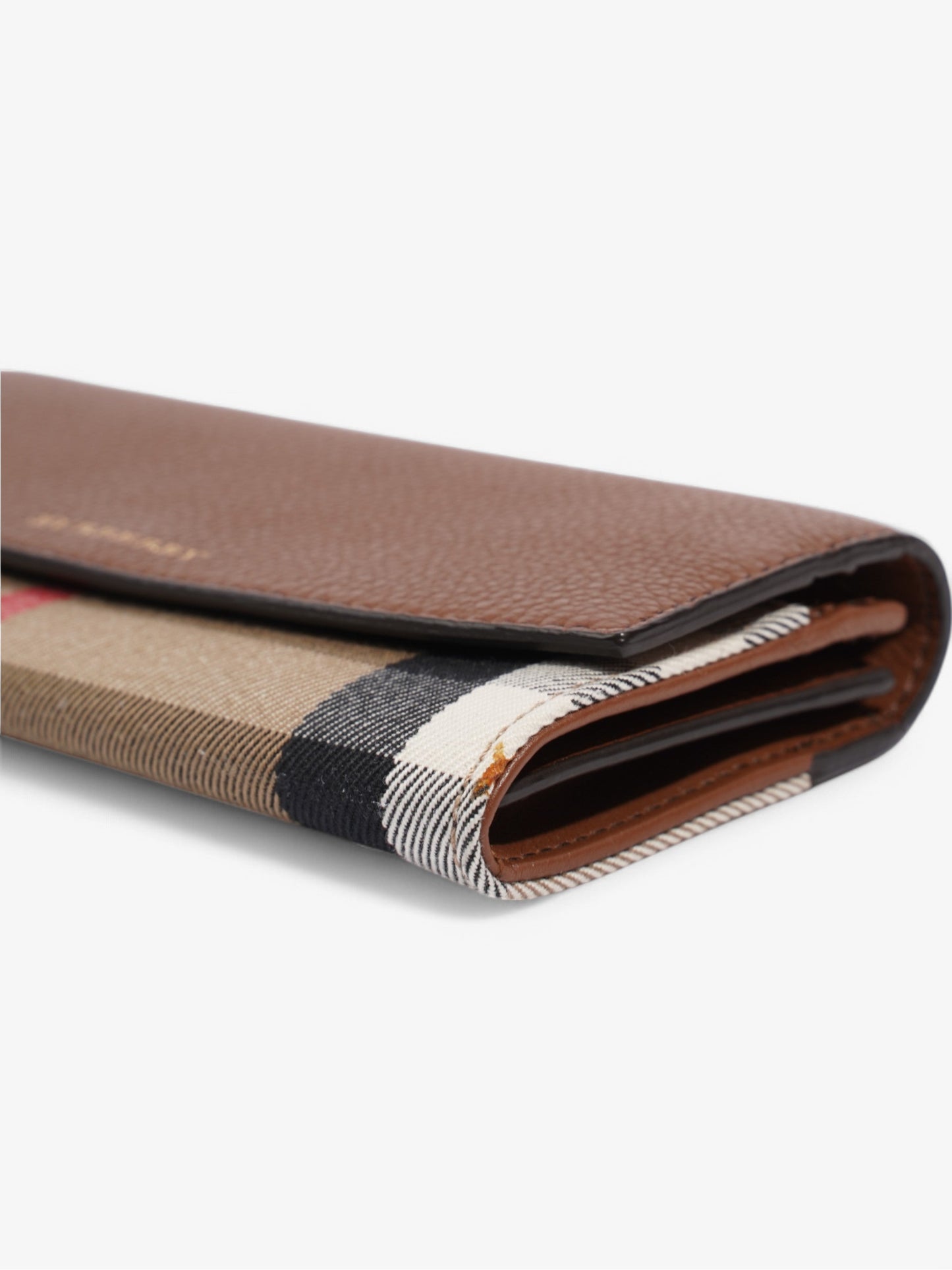 Burberry House Check and Leather Continental Wallet Brown / Beige Checkered Leather