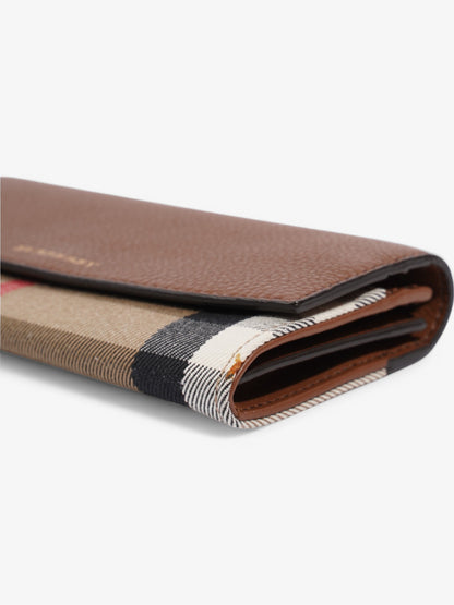 Burberry House Check and Leather Continental Wallet Brown / Beige Checkered Leather
