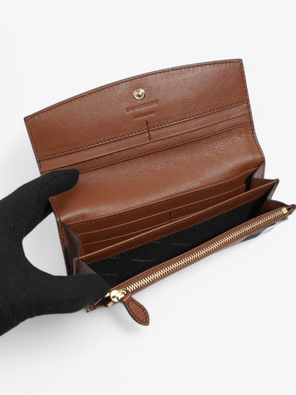 Burberry House Check and Leather Continental Wallet Brown / Beige Checkered Leather
