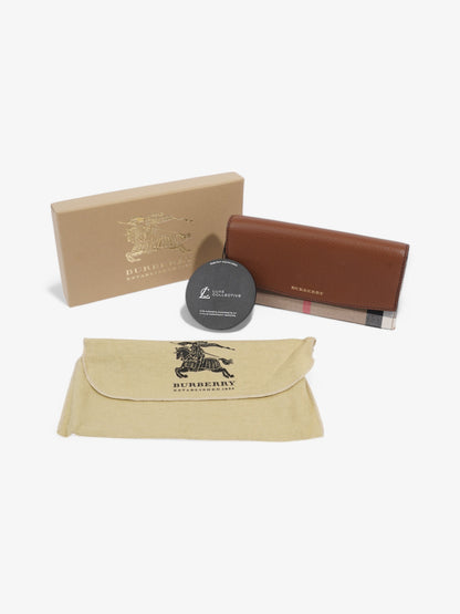Burberry House Check and Leather Continental Wallet Brown / Beige Checkered Leather