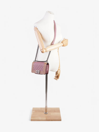 Chanel Boy Bag Purple / Light Brown Patent Leather Small