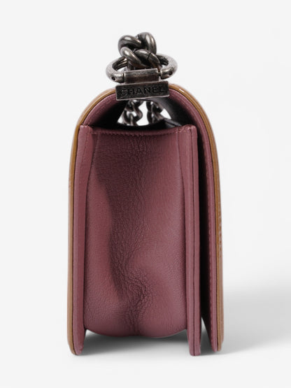 Chanel Boy Bag Purple / Light Brown Patent Leather Small