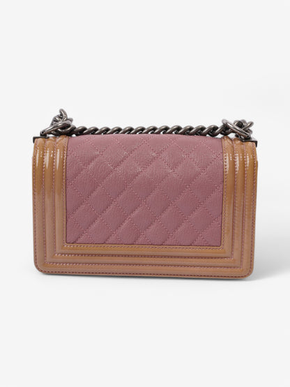 Chanel Boy Bag Purple / Light Brown Patent Leather Small