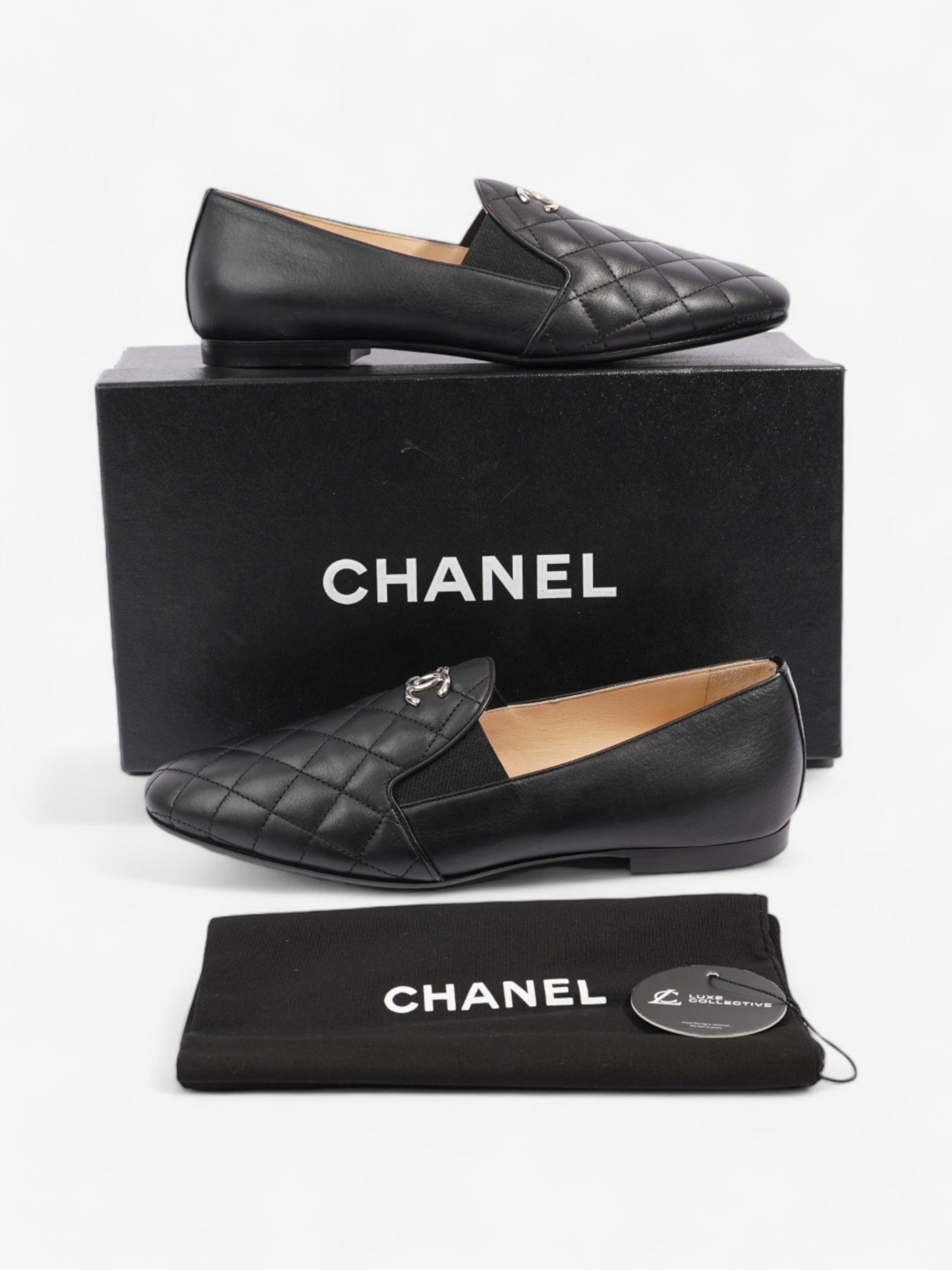 Chanel Mocassins Loafer Black Leather EU 38 UK 5