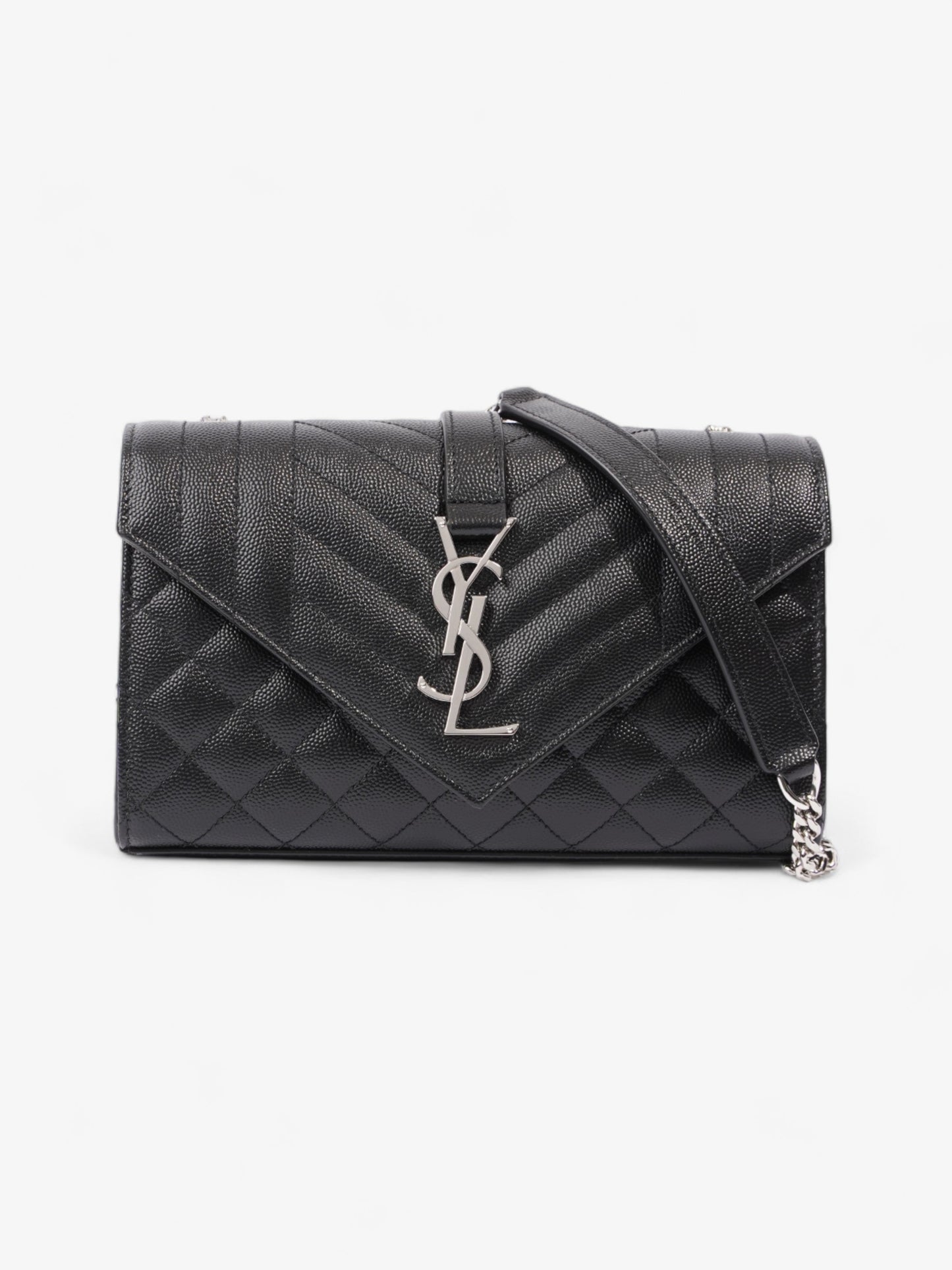 Saint Laurent Envelope Small Black Matelasse Leather