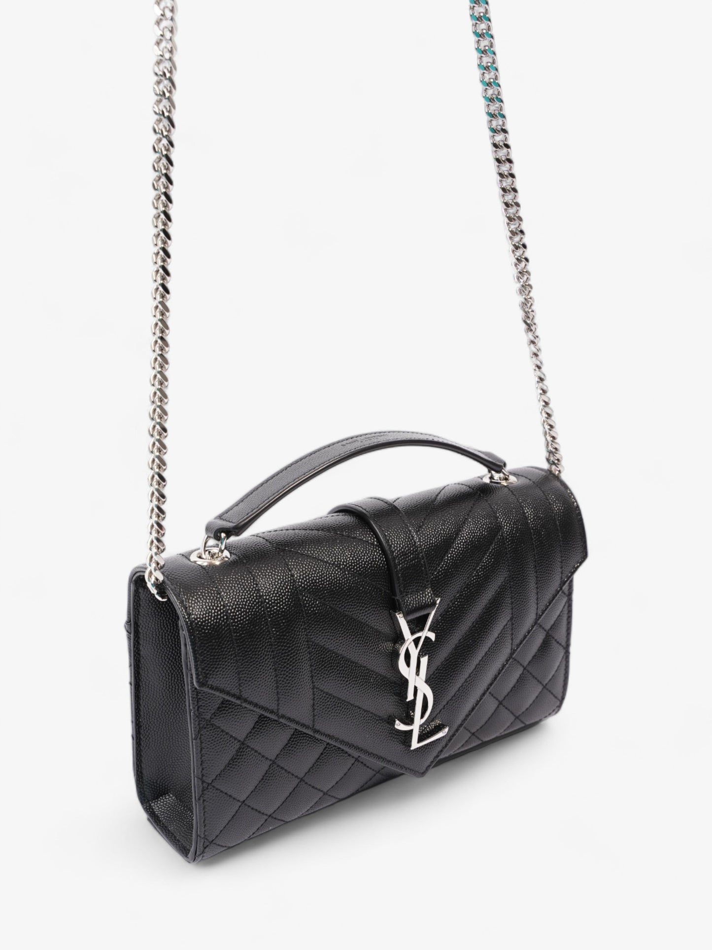 Saint Laurent Envelope Small Black Matelasse Leather